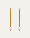 Pendientes Pearl Stick Acero Baño Oro
