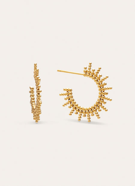 Pebbles Sun Earrings Steel 18kt Gold Plated
