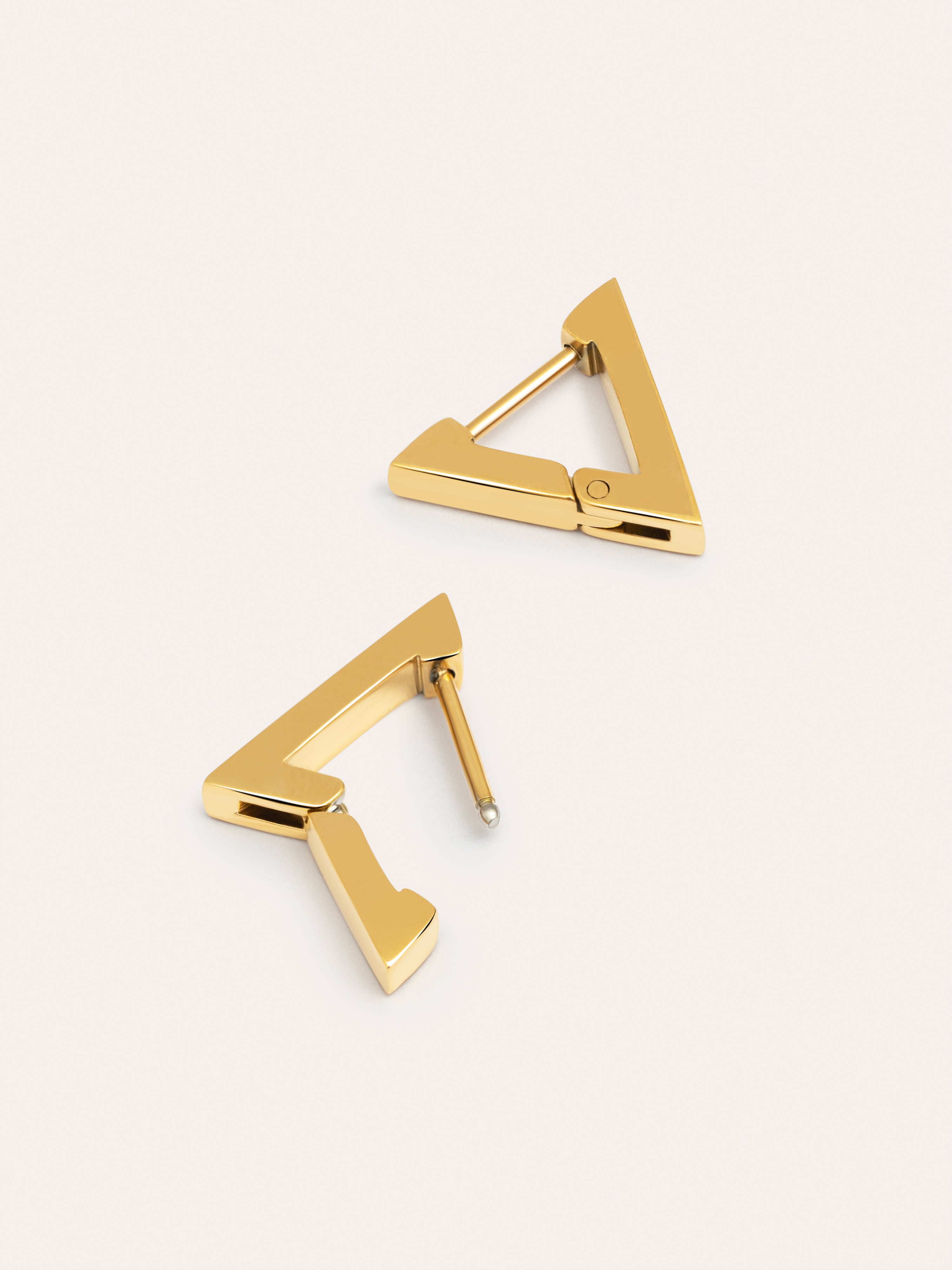 Pyramid Stainless Steel Gold Earrings