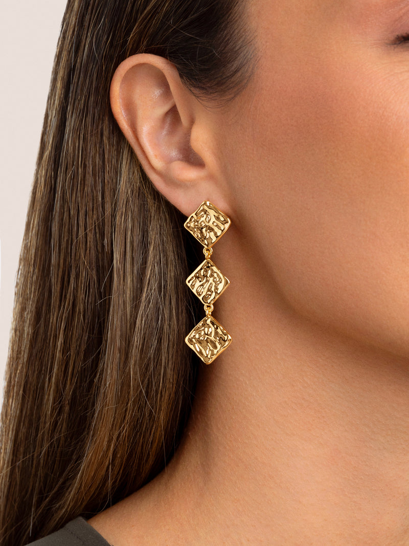 Brincos Rhomb Banho de Ouro