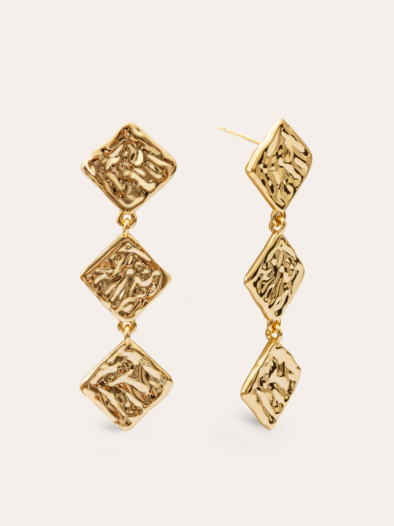 Brincos Rhomb Banho de Ouro