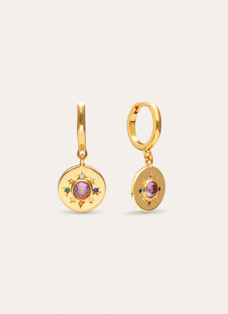 Pendientes Rosetón Baño Oro
