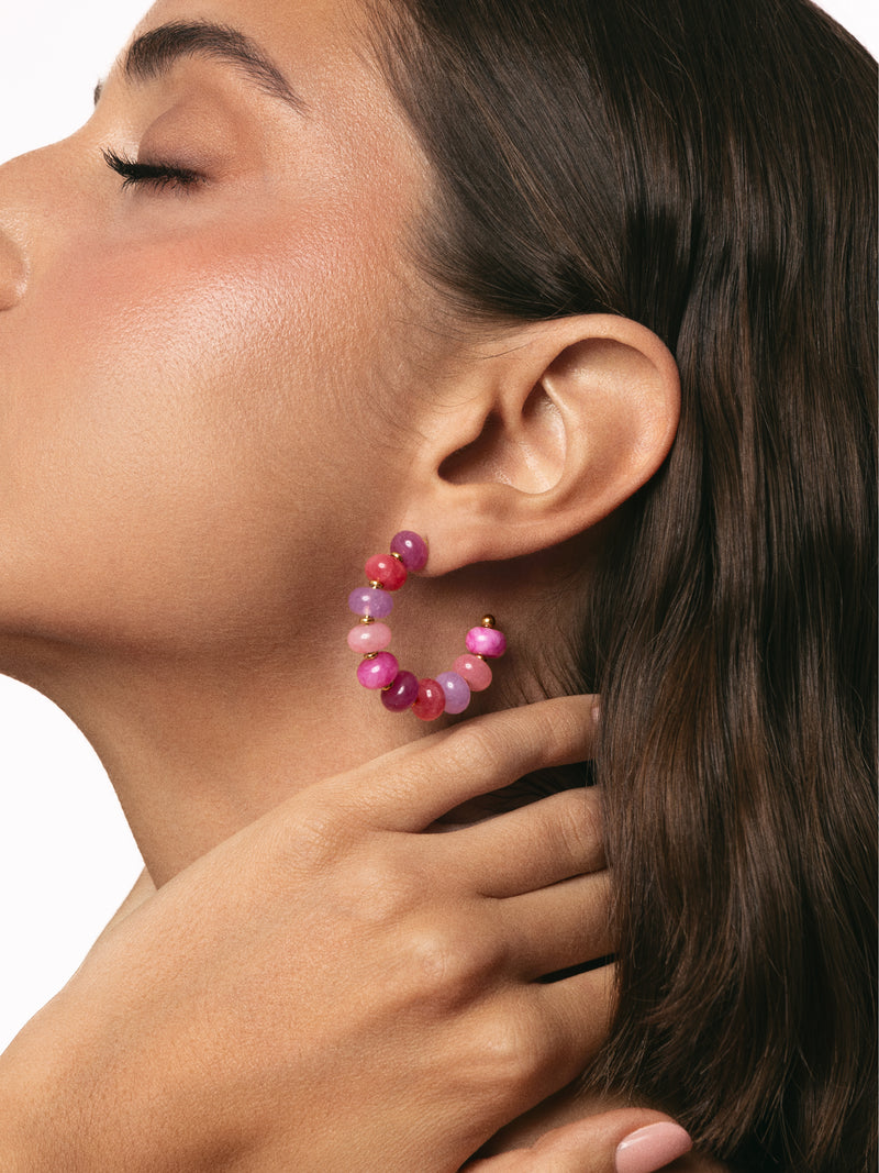 Brincos Rosé Stones Aço Banho de Ouro