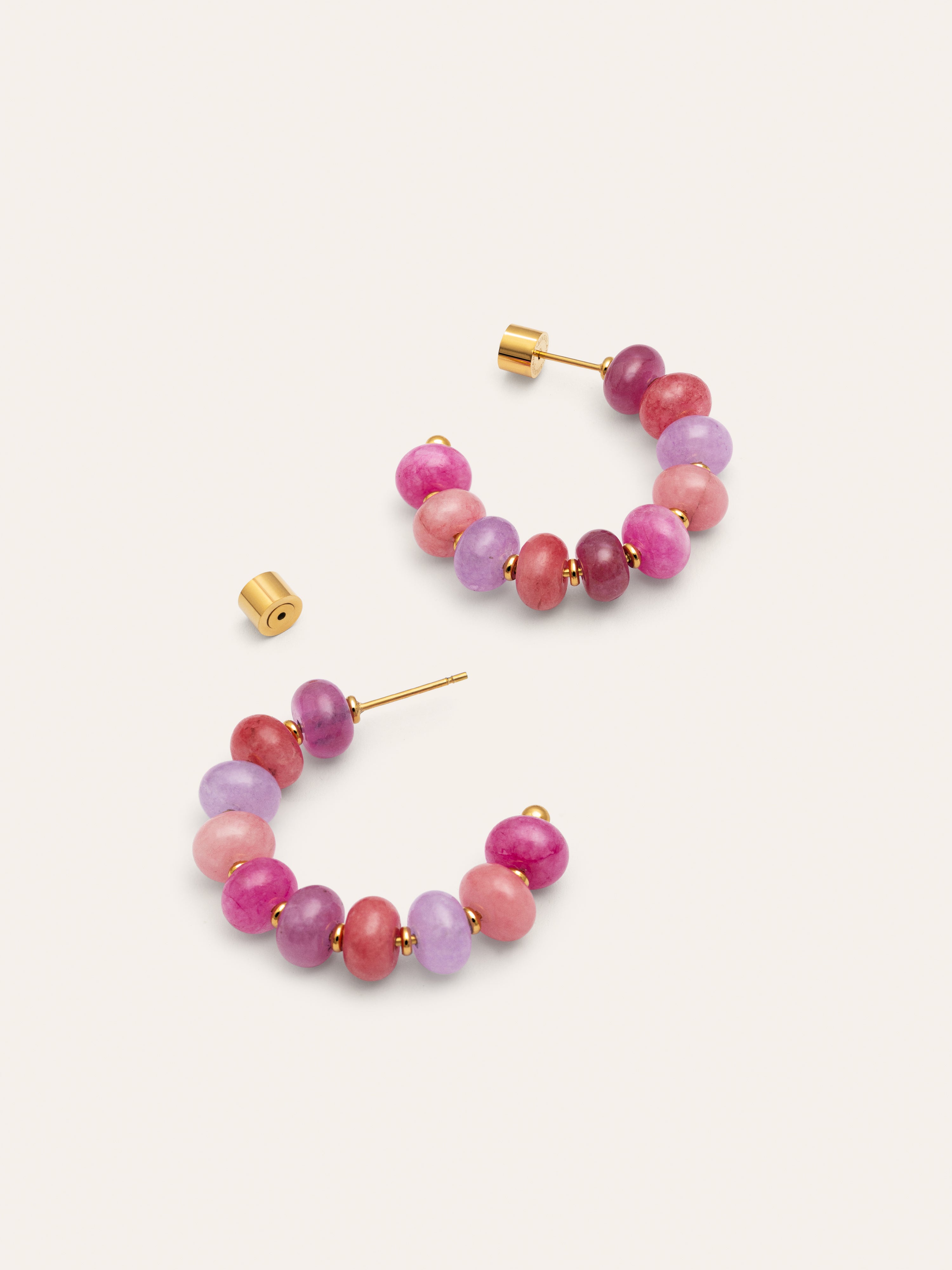 Rosé Stones Stainless Steel Gold Earrings 