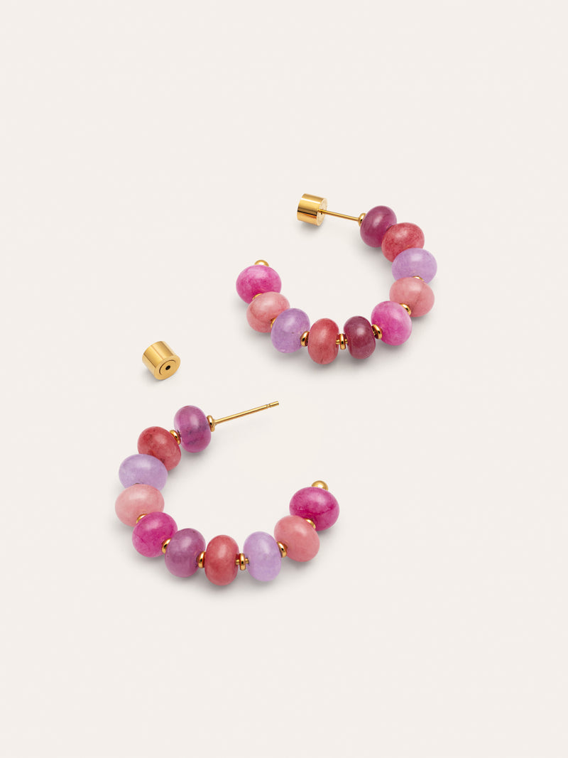 Brincos Rosé Stones Aço Banho de Ouro