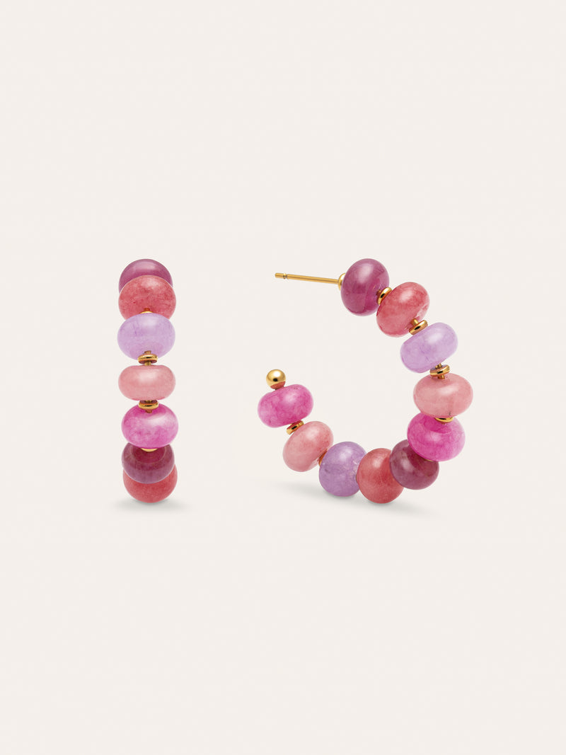Brincos Rosé Stones Aço Banho de Ouro