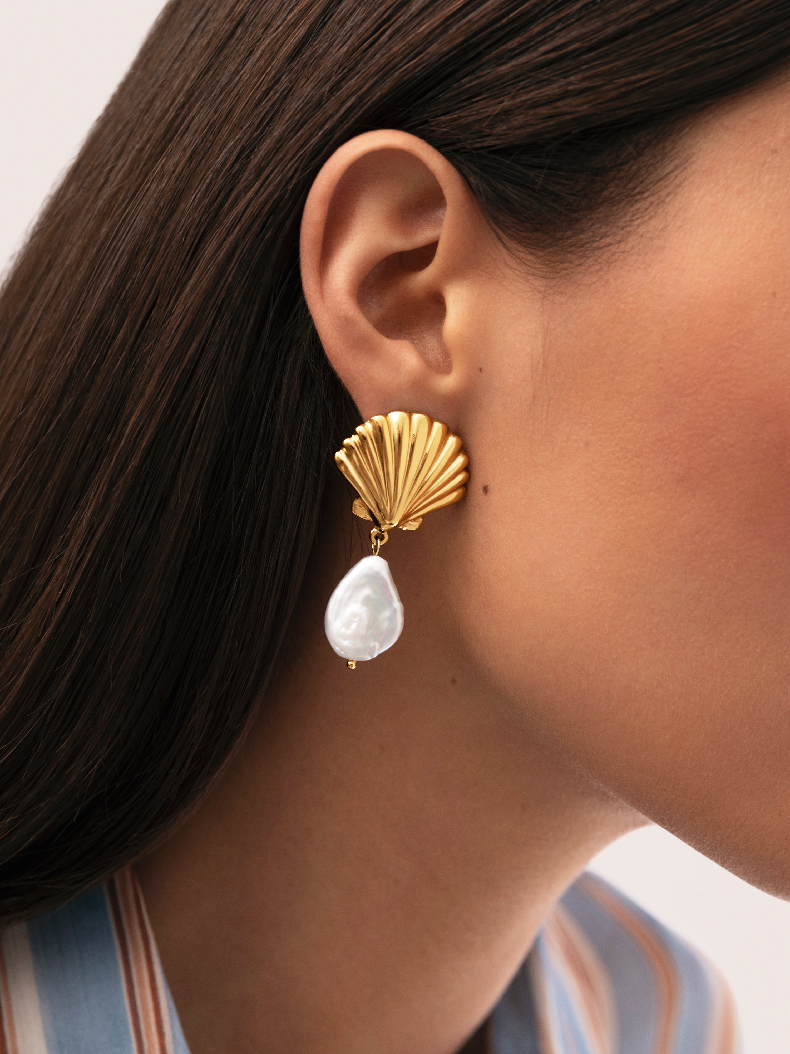 Boucles D'oreilles Shelly Perle Acier Plaqué Or