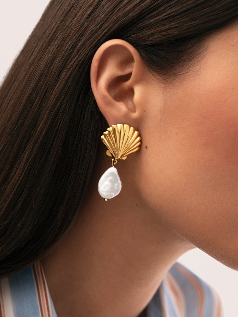 Boucles D'oreilles Shelly Perle Acier Plaqué Or