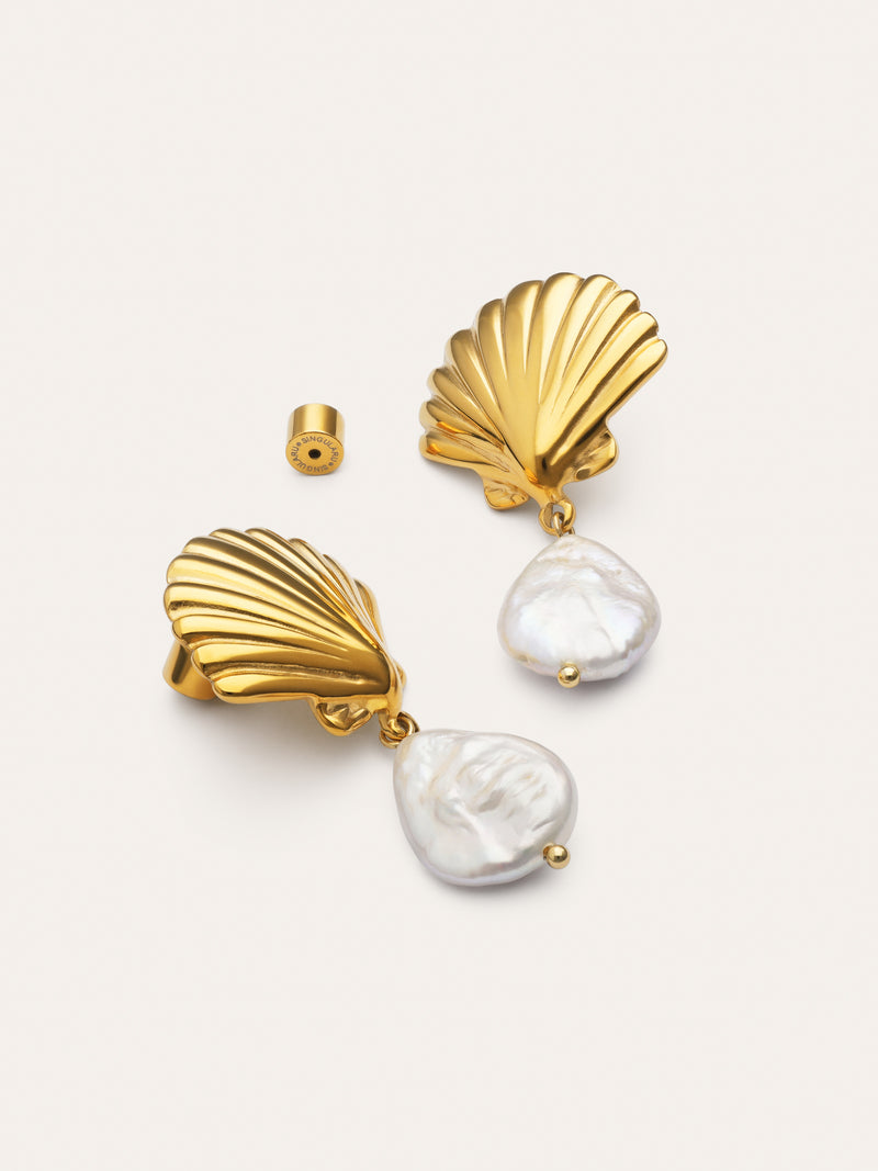 Boucles D'oreilles Shelly Perle Acier Plaqué Or