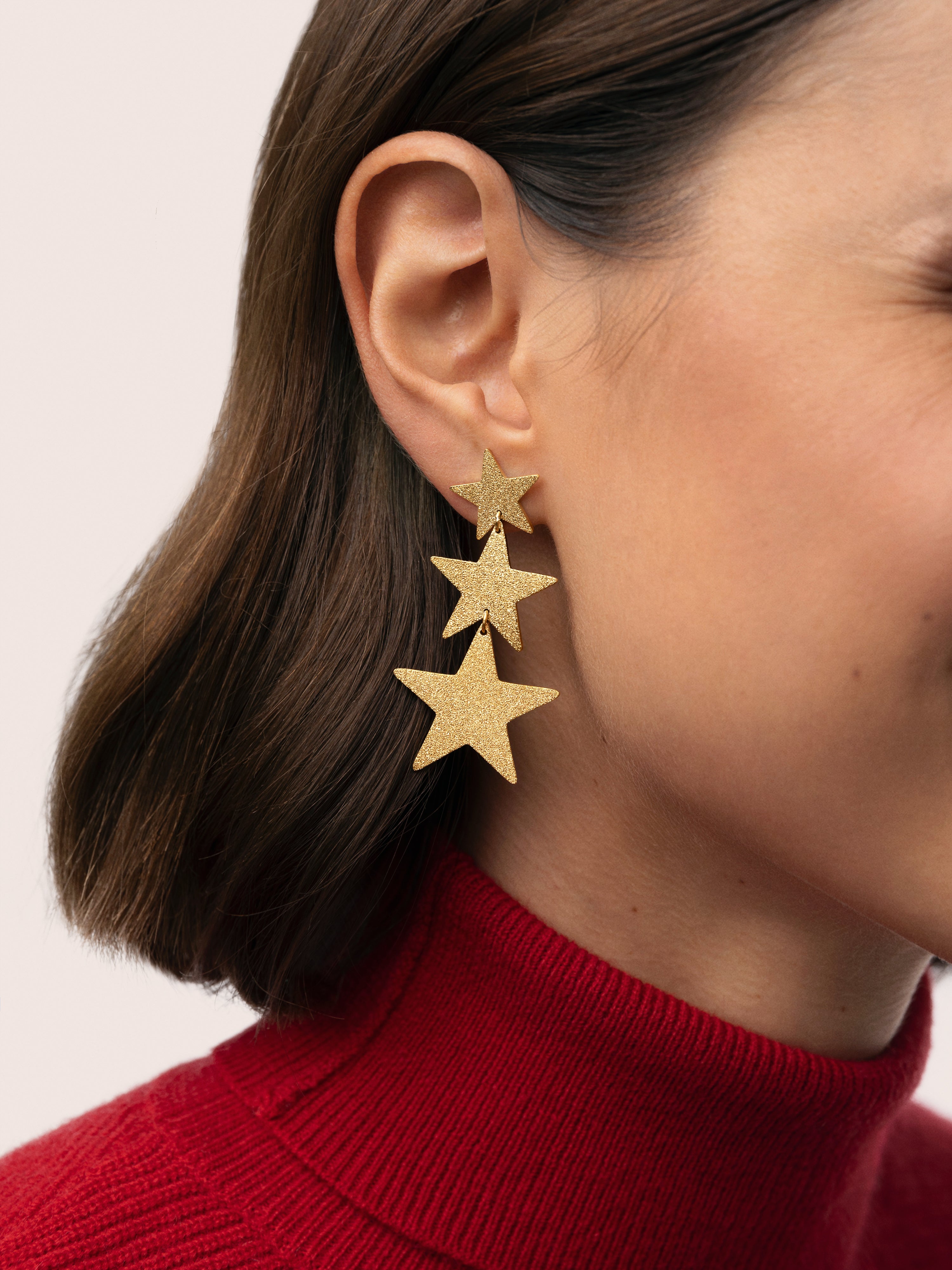 Shinning Stars Stainless Steel Gold Earrings 