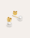 Pendientes Single Pearl Plata Baño Oro