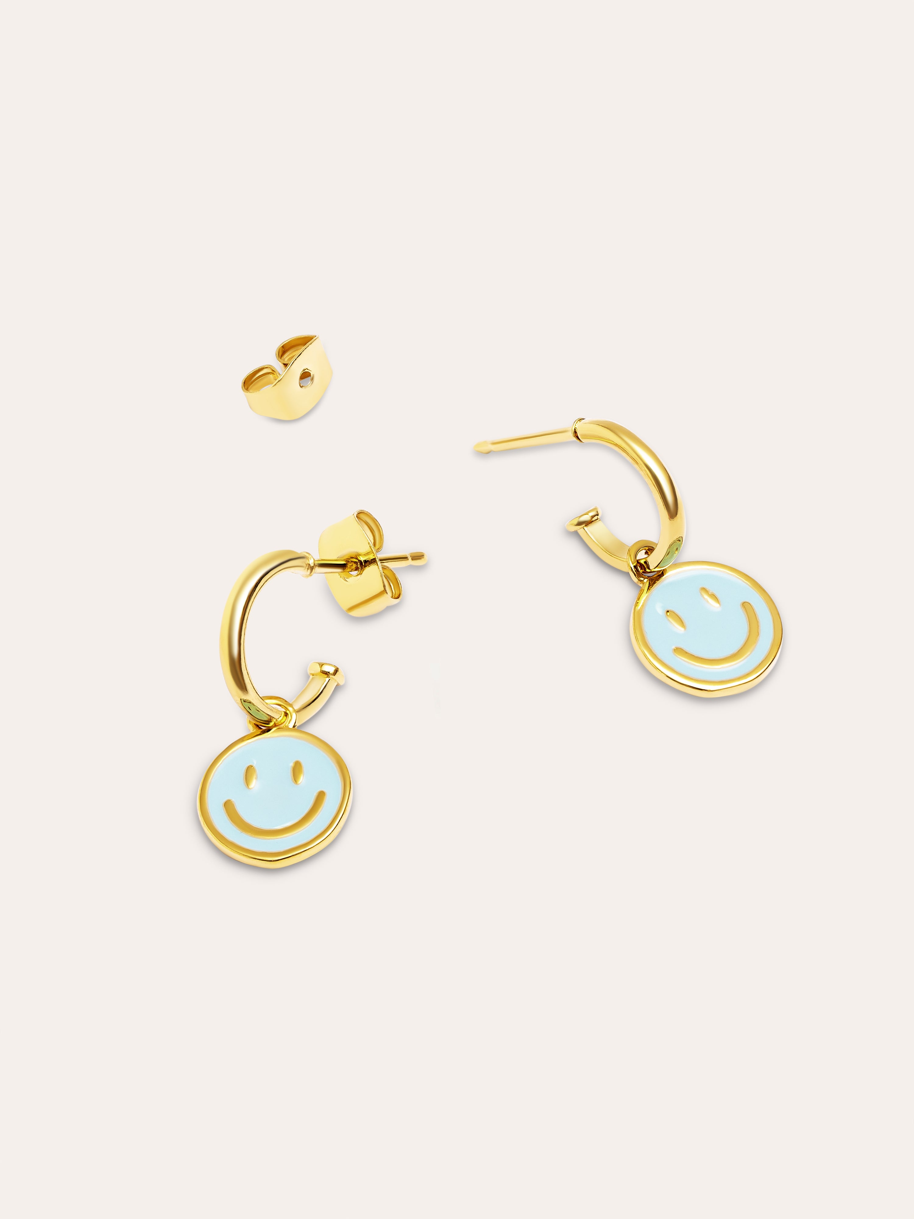 Smiley Sky Enamel Gold Hoop Earrings