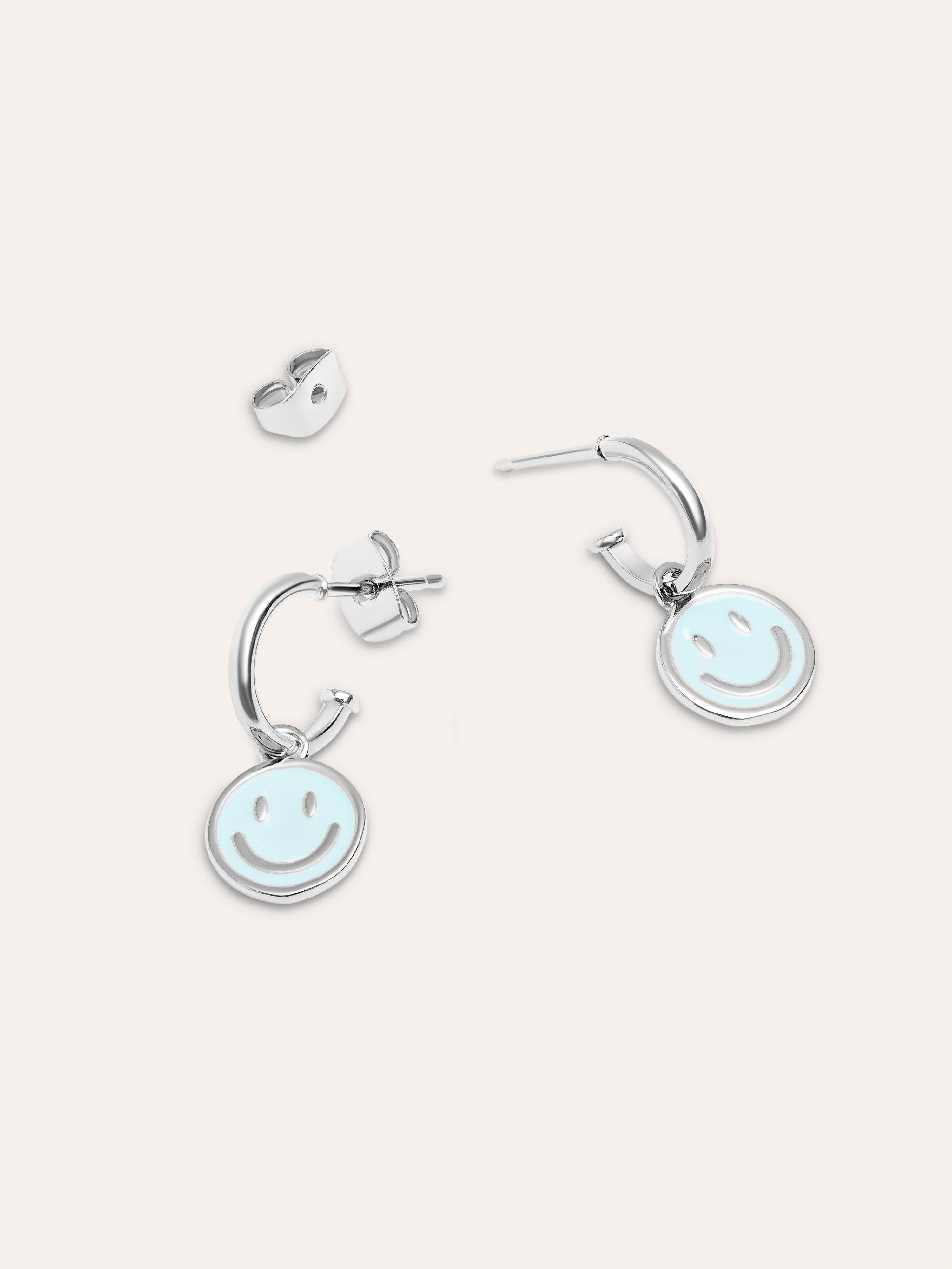 Smiley Sky Enamel Hoop Earrings