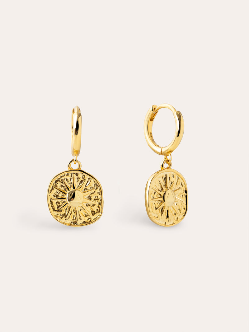 Brincos de Argola Solstice Sun Banho de Ouro