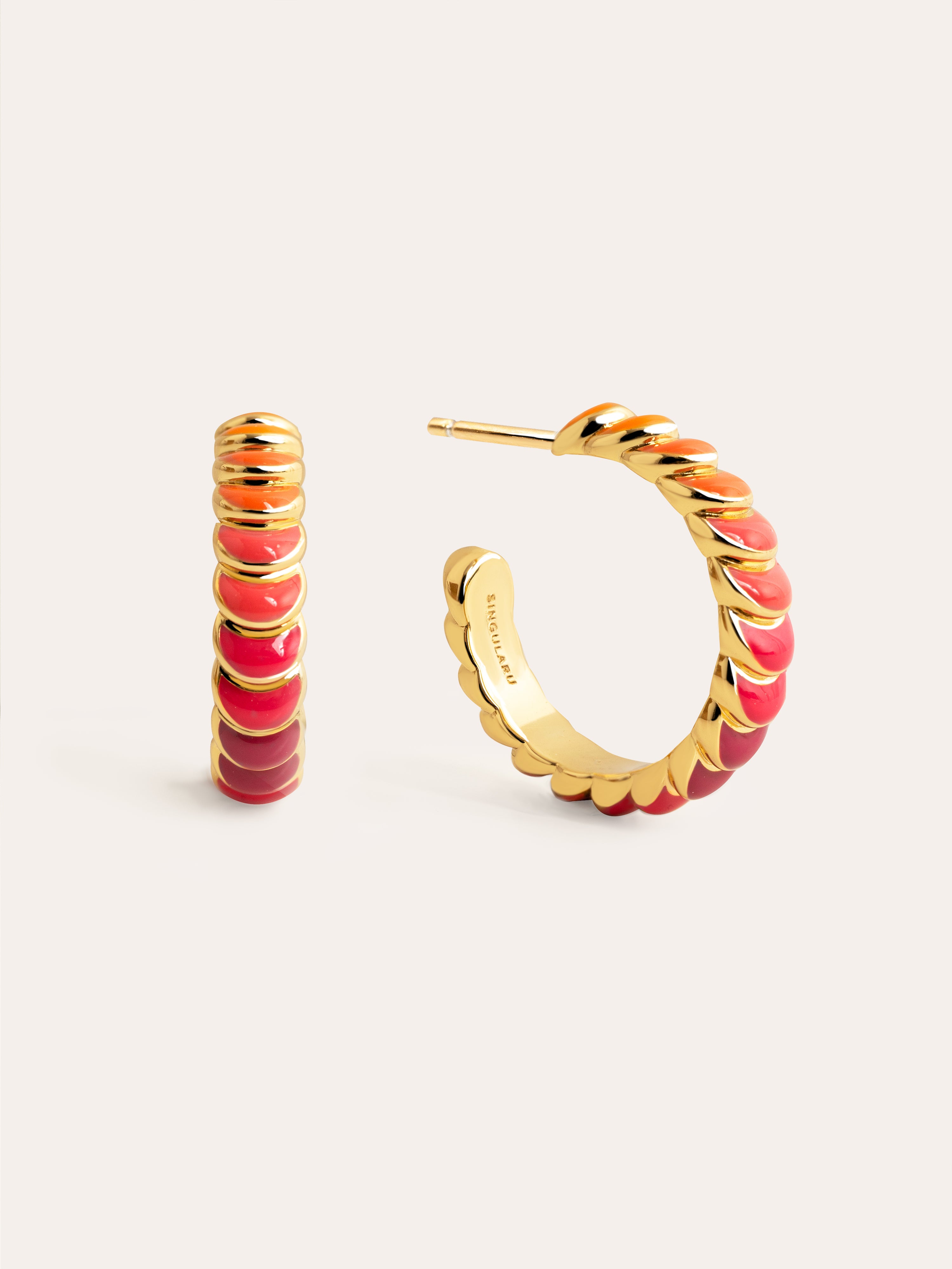 Sunset Scales Hoop Gold Earrings 