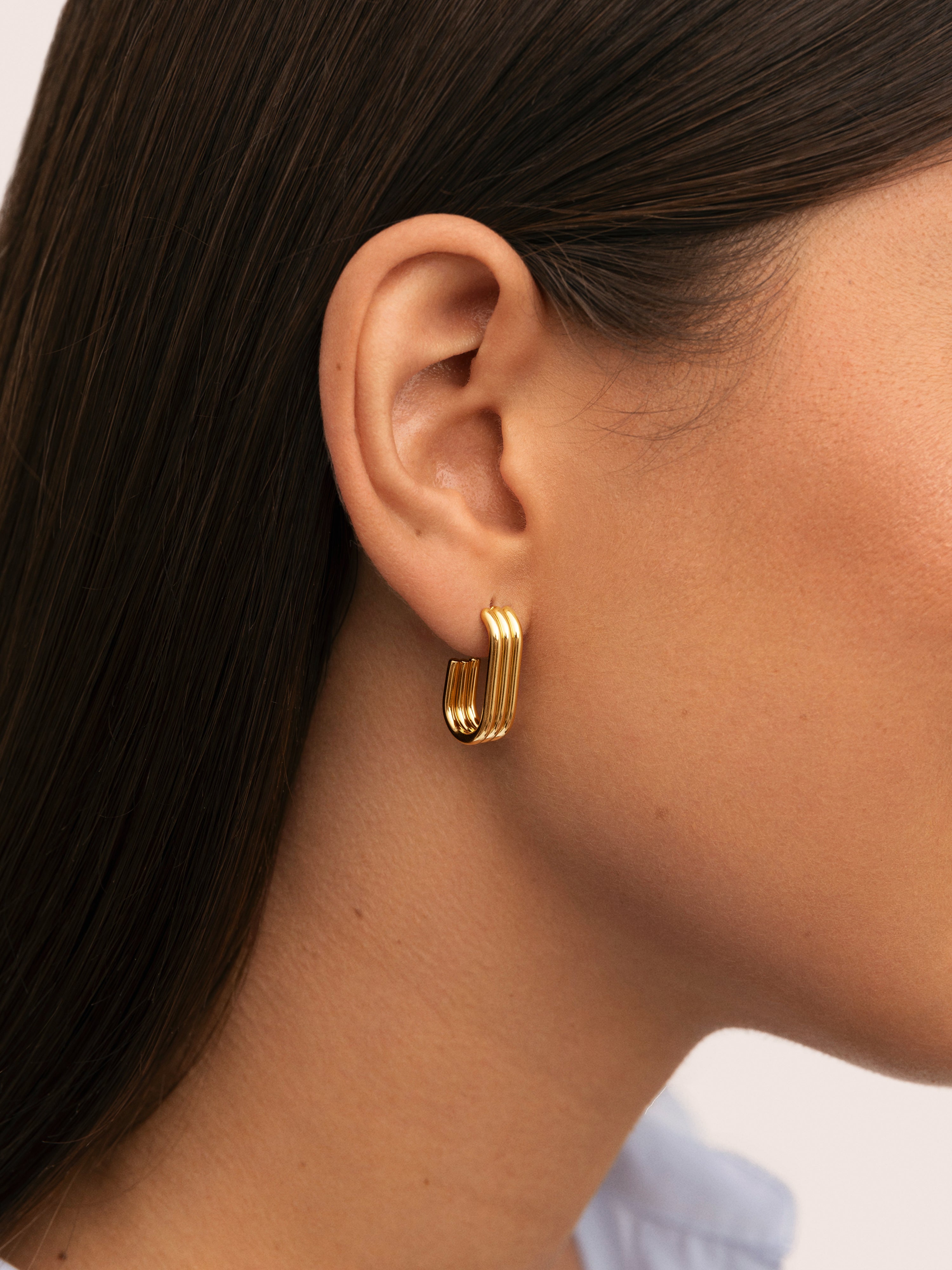 Triple Urban Stainless Steel Gold Earrings