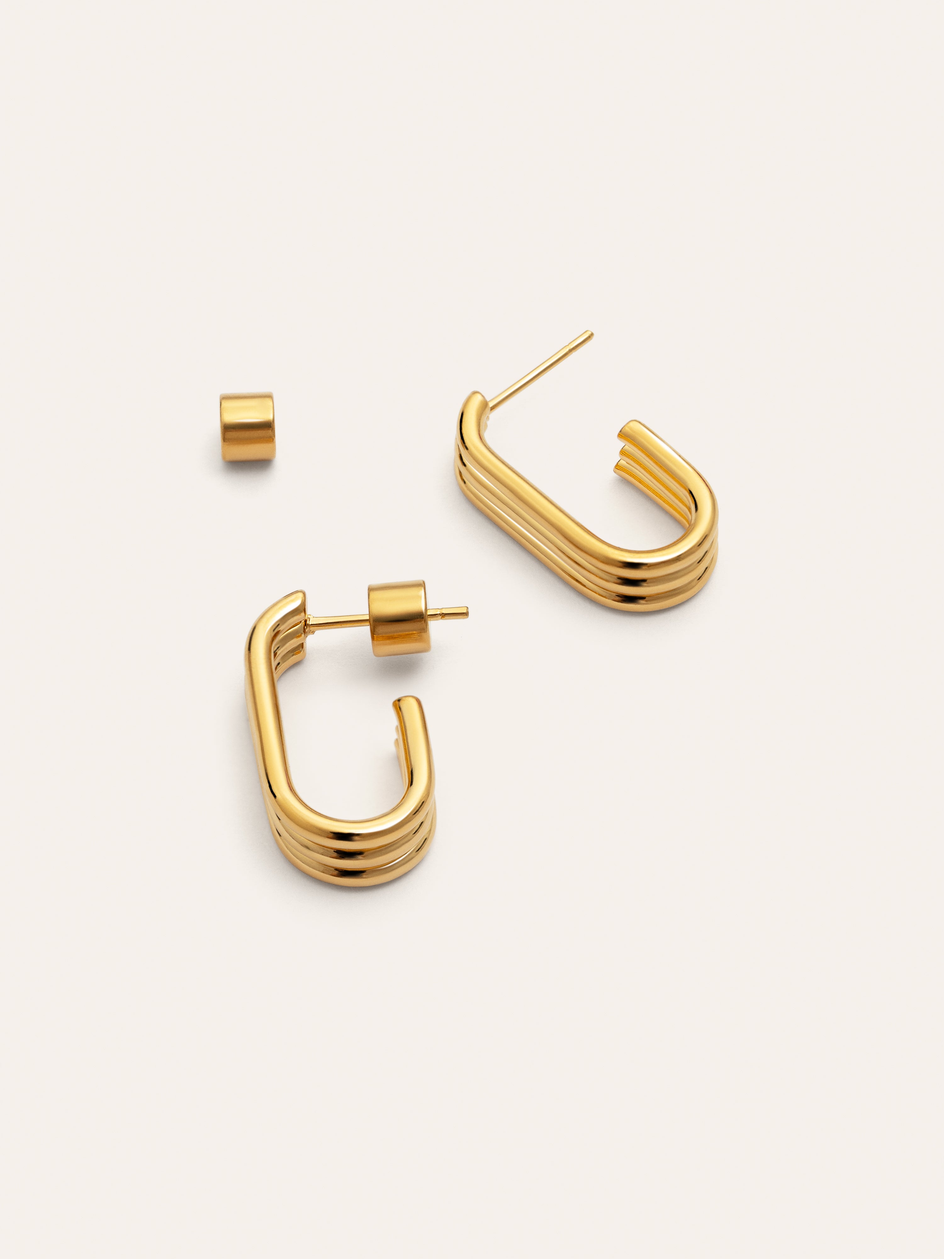 Triple Urban Stainless Steel Gold Earrings