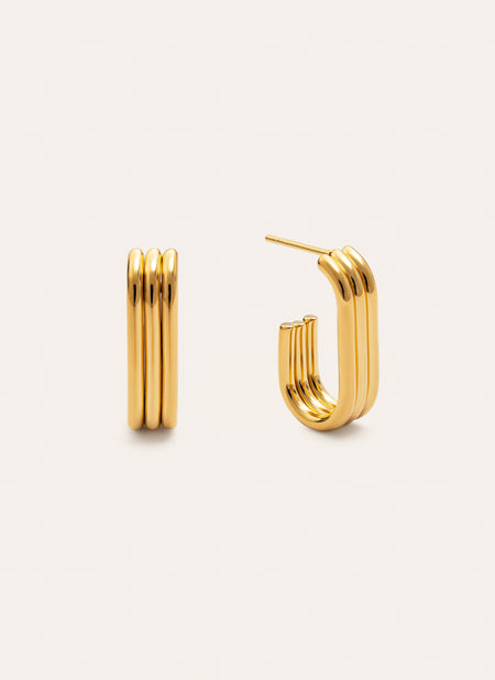 Triple Urban Stainless Steel Gold Earrings