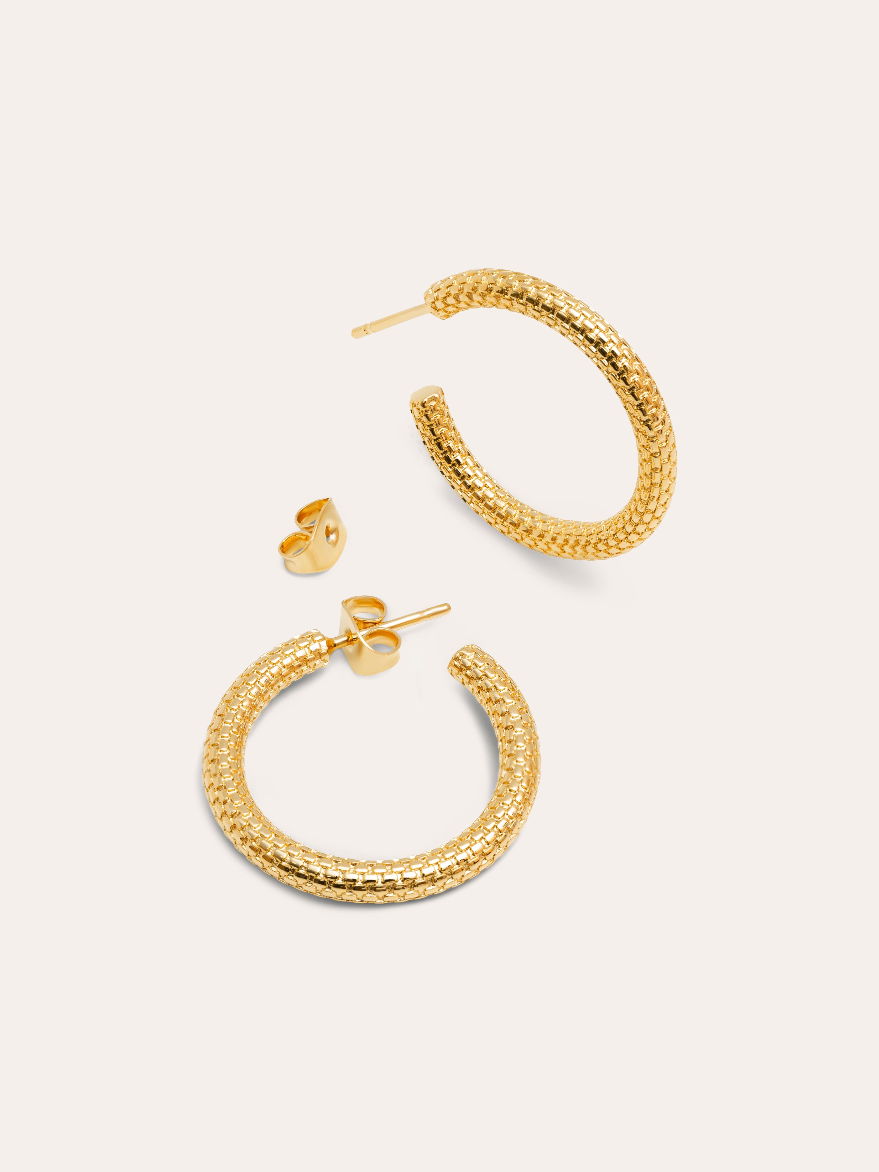 Gold Tube Rope Hoop Earrings