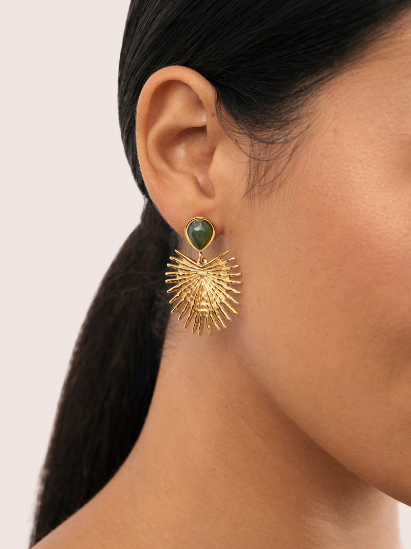 Pendientes Verde Catalina Acero Baño Oro