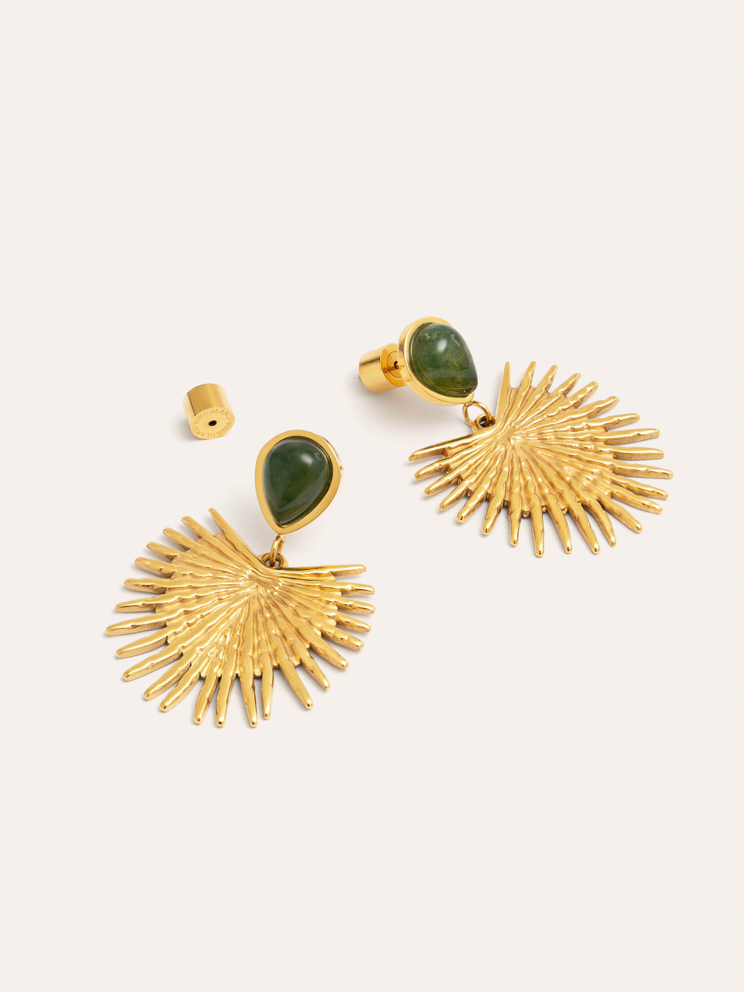 Pendientes Verde Catalina Acero Baño Oro