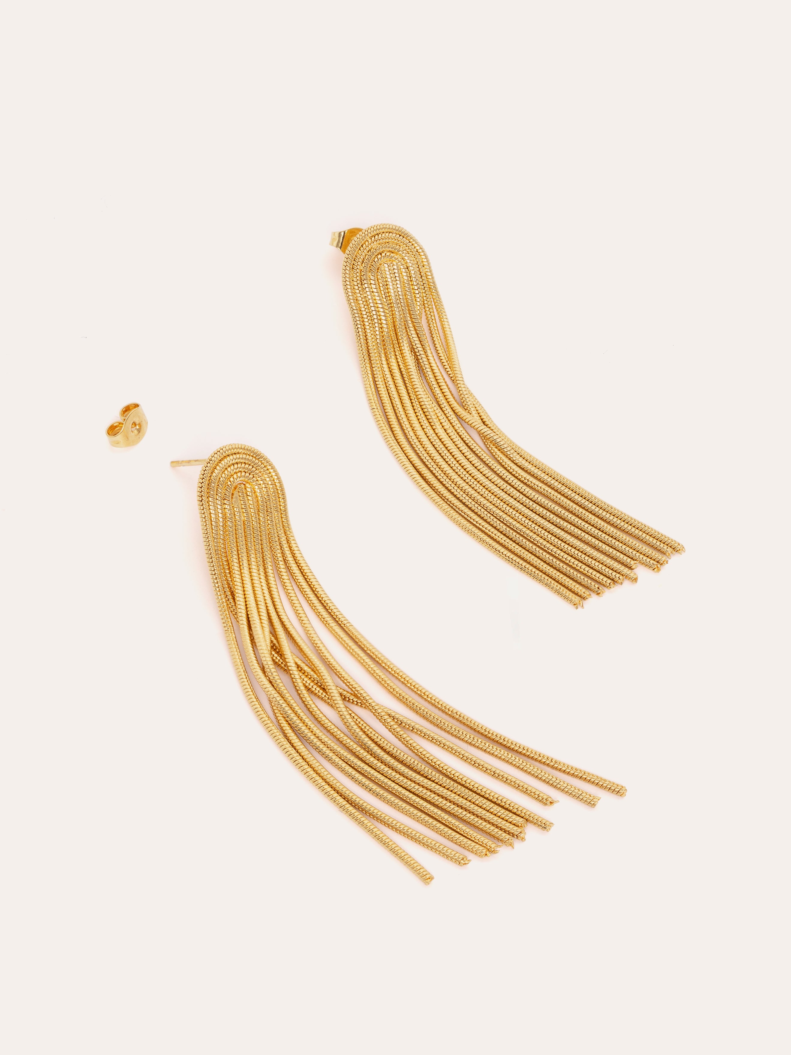 Waterfall Stainless Steel Gold Earrings 