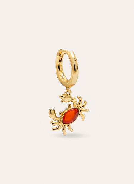 Crab Gold Hoop Single Earring 