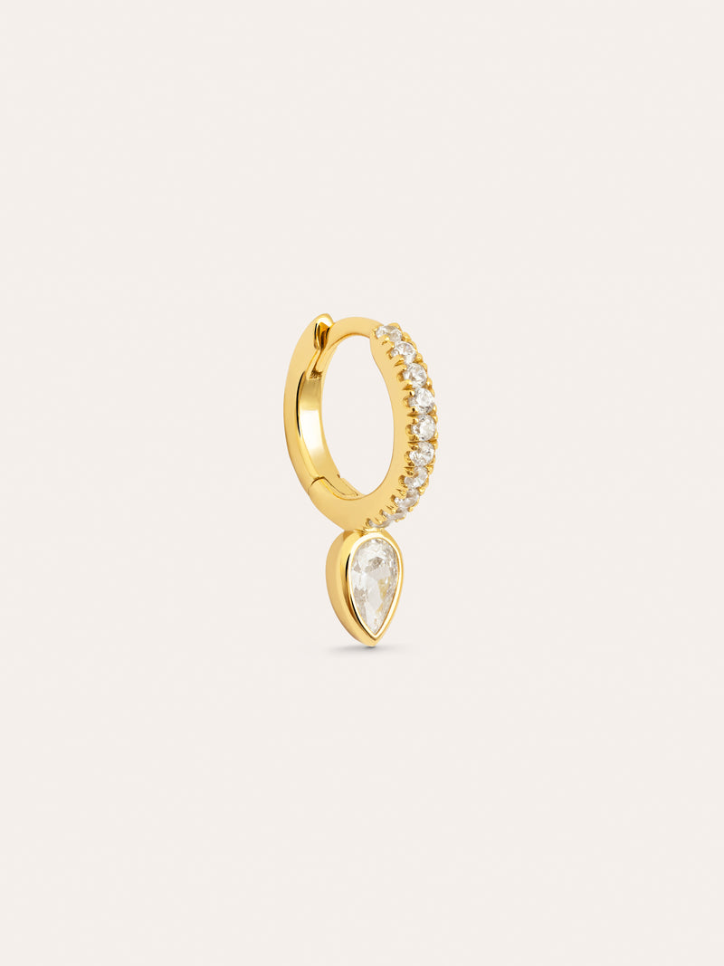 Pendiente Suelto Aro Cleo Gota Baño Oro