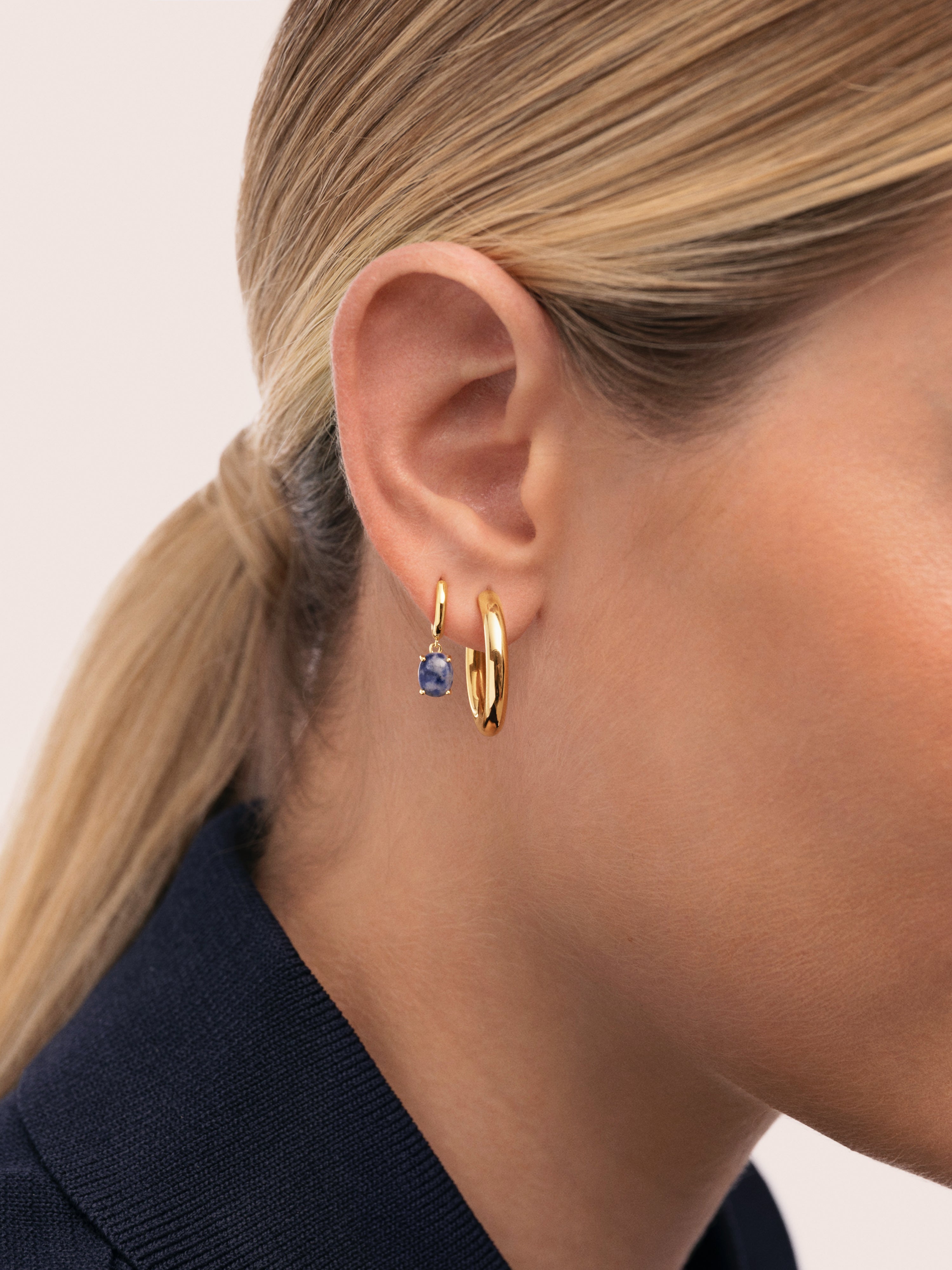 Pendiente Suelto Aro Catalina Stone Baño Oro