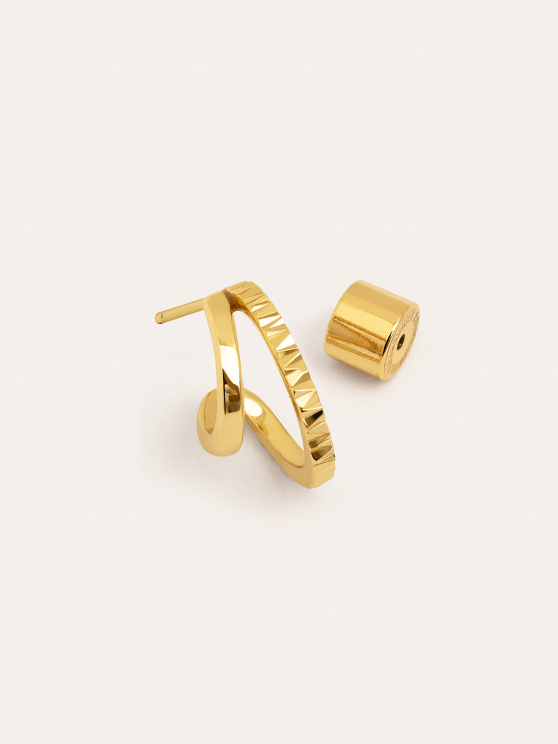 Double Light Single Hoop Gold Earring 