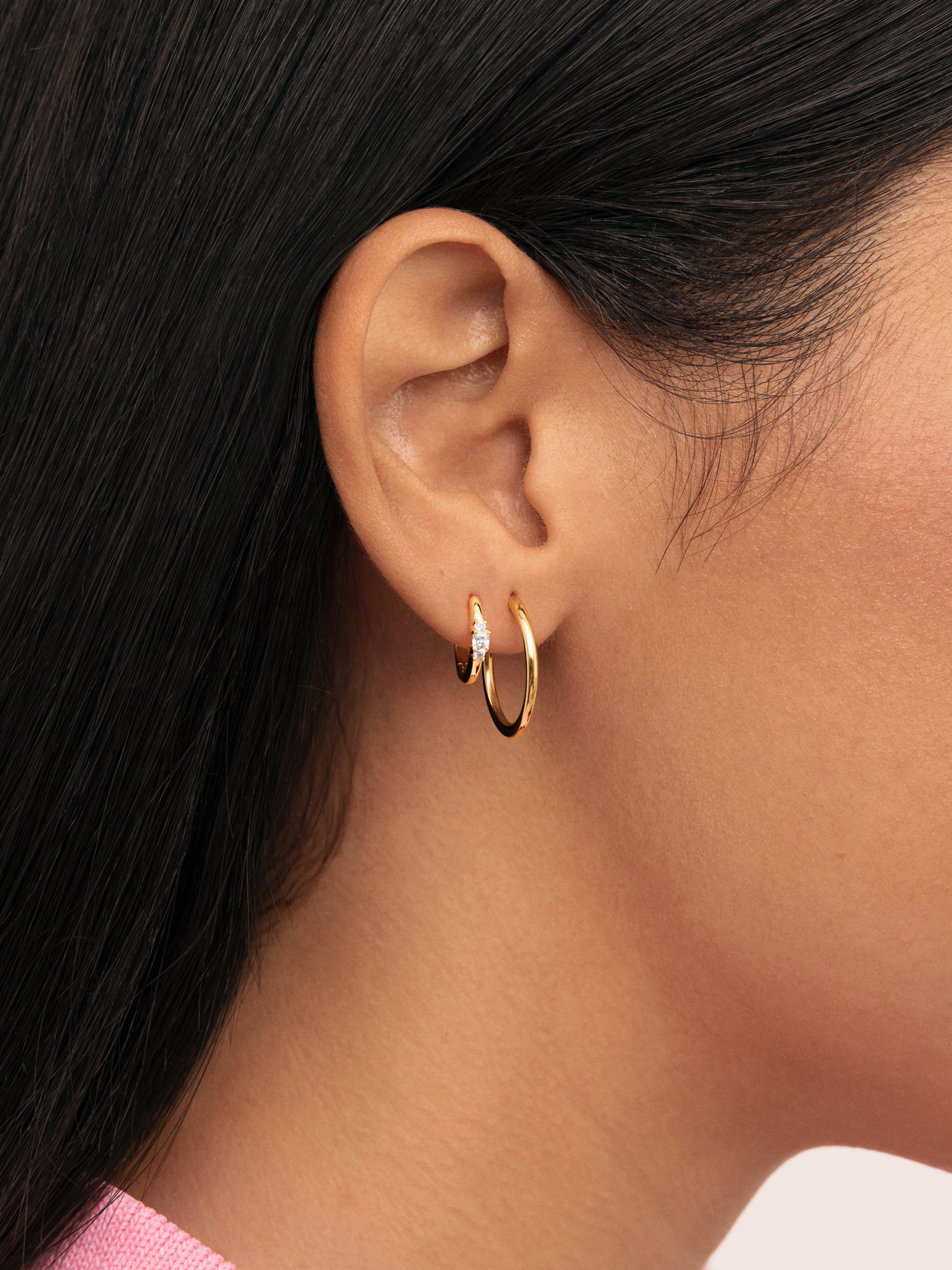 Halo Einzelohrring, vergoldet