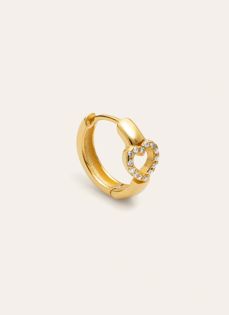 Losse creool hart oorbel met gouden coating