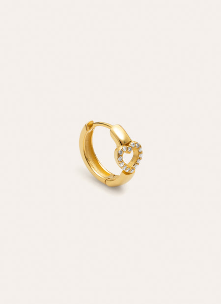 Heart Gold Single Hoop Earring 