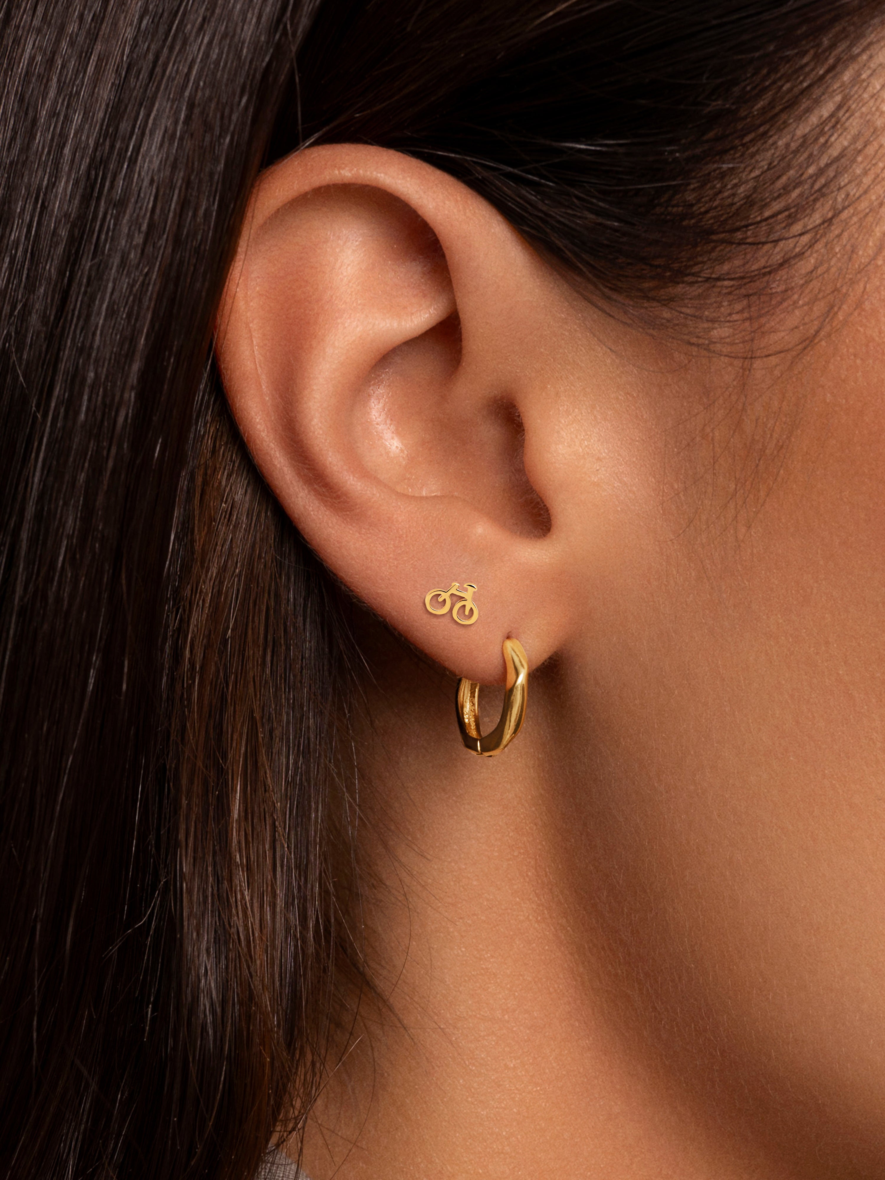 Bike Gold Single Earring