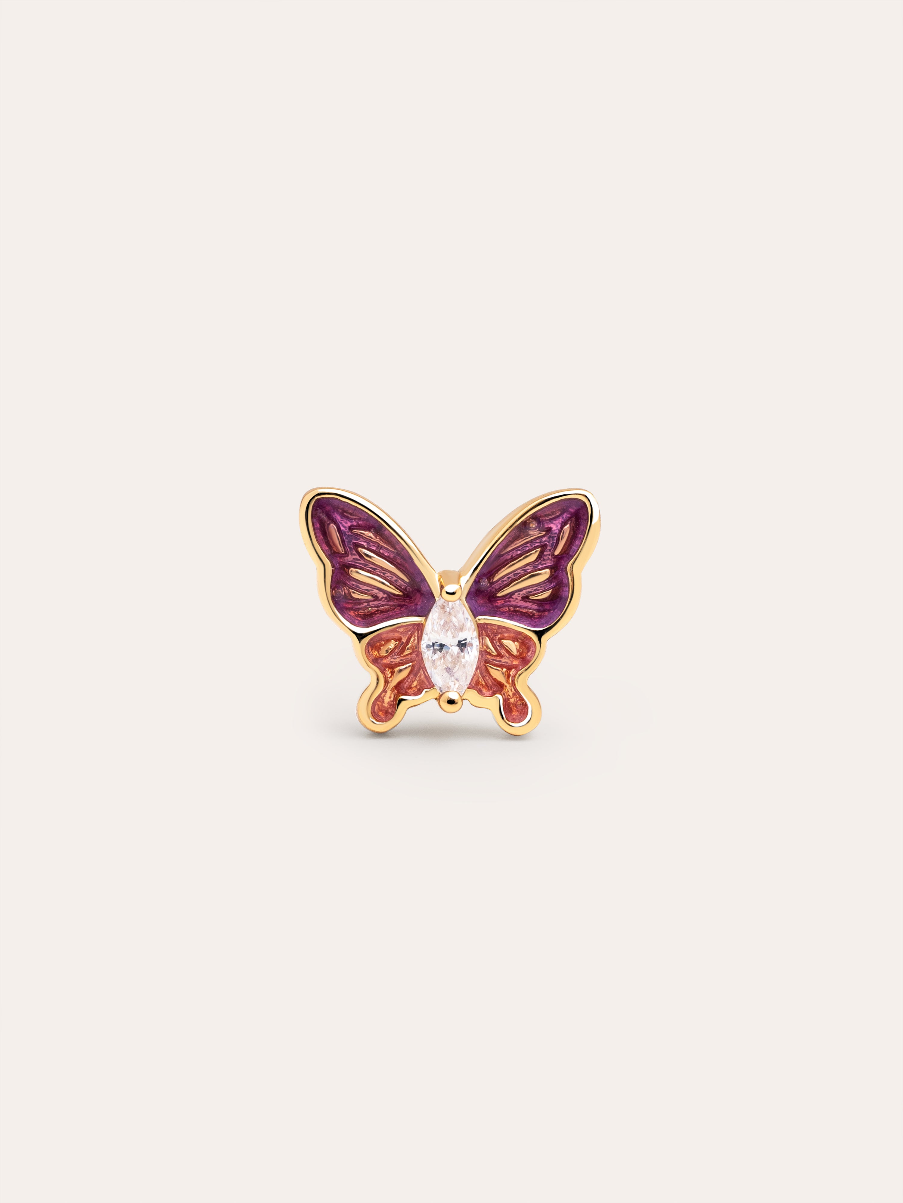 Butterfly Rose Single Gold Earring 