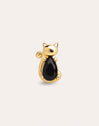 Brinco Solitário Cat Black Banhado a Ouro
