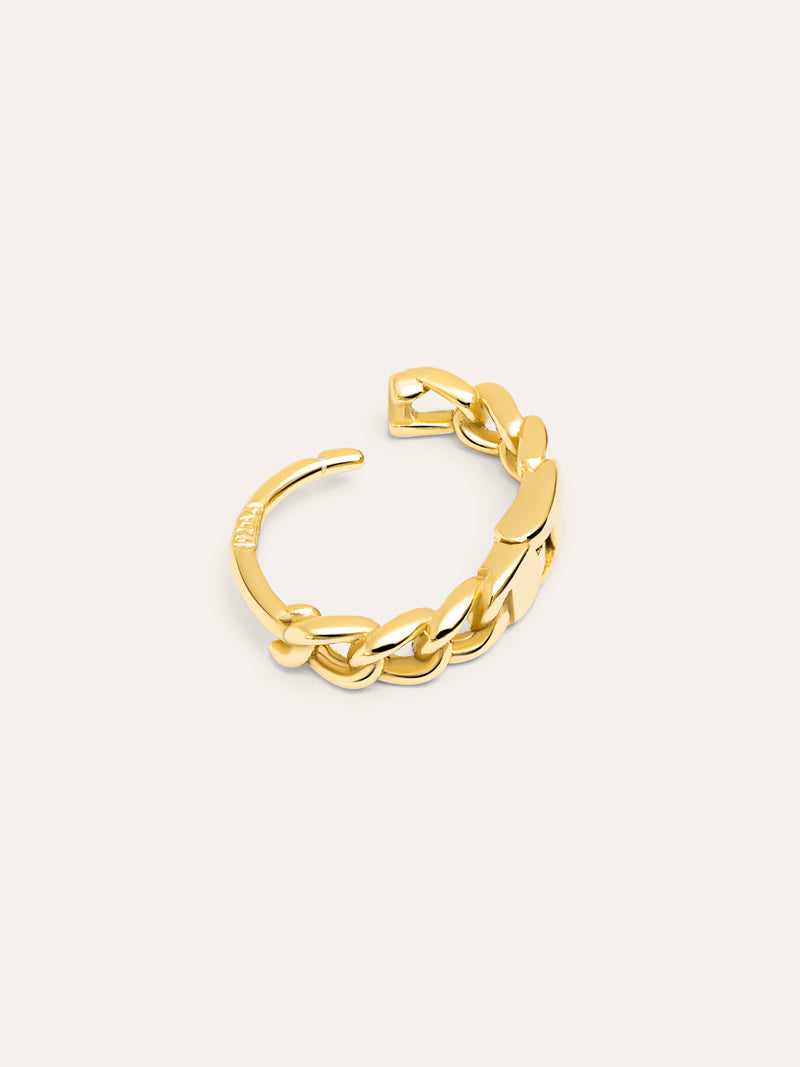 Chain S Creolen Einzelner Ohrring Silber, vergoldet
