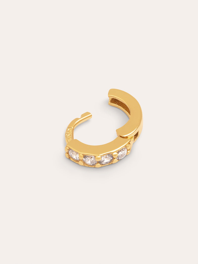 Brinco de Argola Individual Cleo S Prata Banho de Ouro