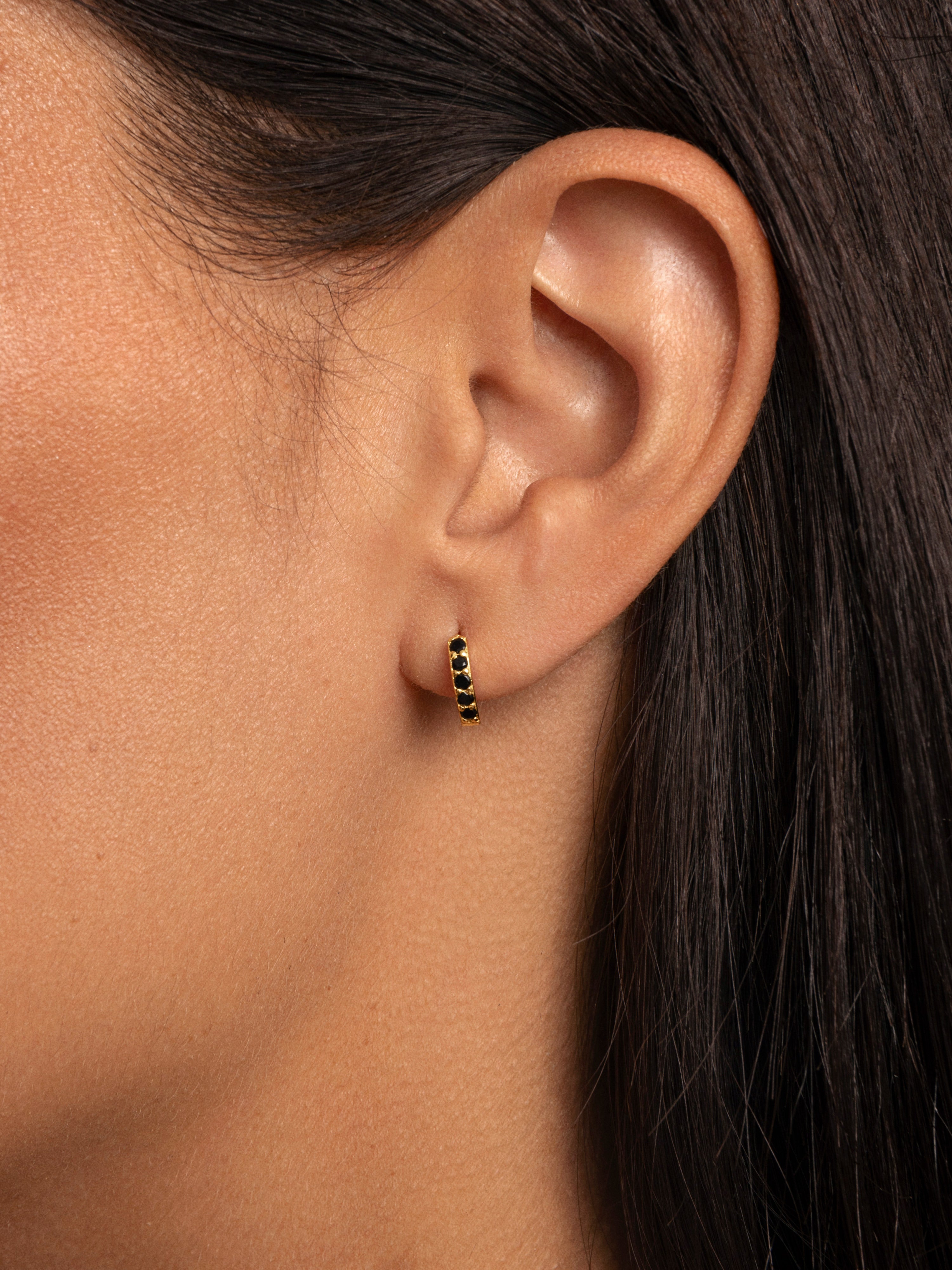 Cleo M Black Gold Hoop Single Earring