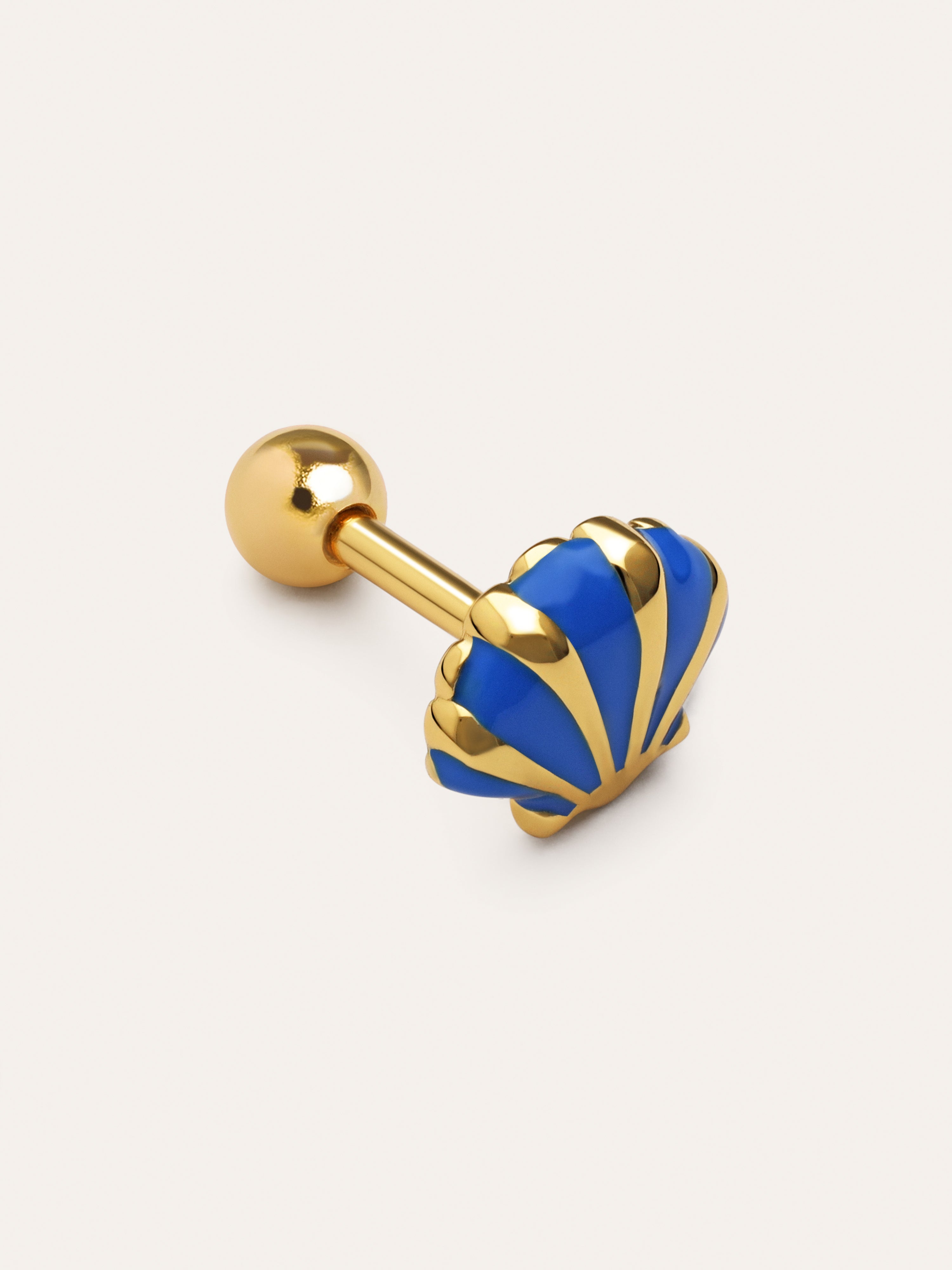 Pendiente Suelto Concha Enamel Plata Baño Oro