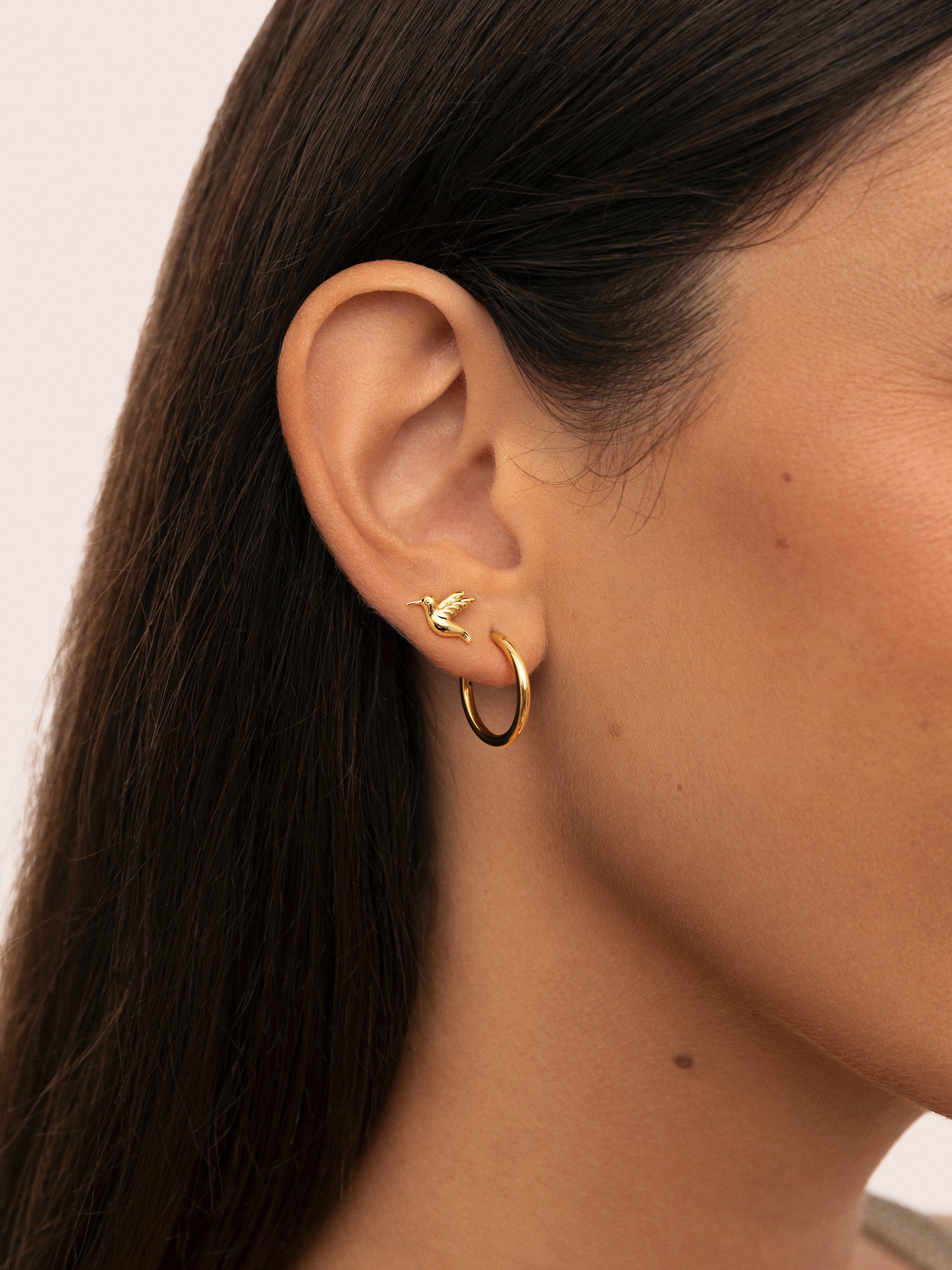 Kolibri Einzelner Ohrring, vergoldet