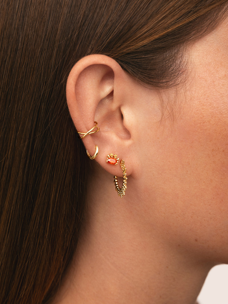 Aretes Pebbles Sun Baño Oro