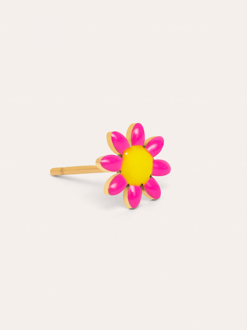 Pendiente Suelto Pink Daisy May Acero Baño Oro
