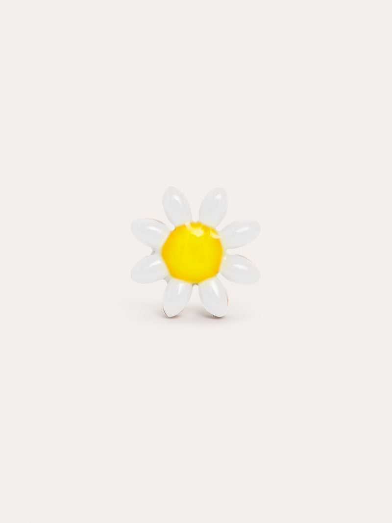 Brinco Individual White Daisy May Aço Banho de Ouro