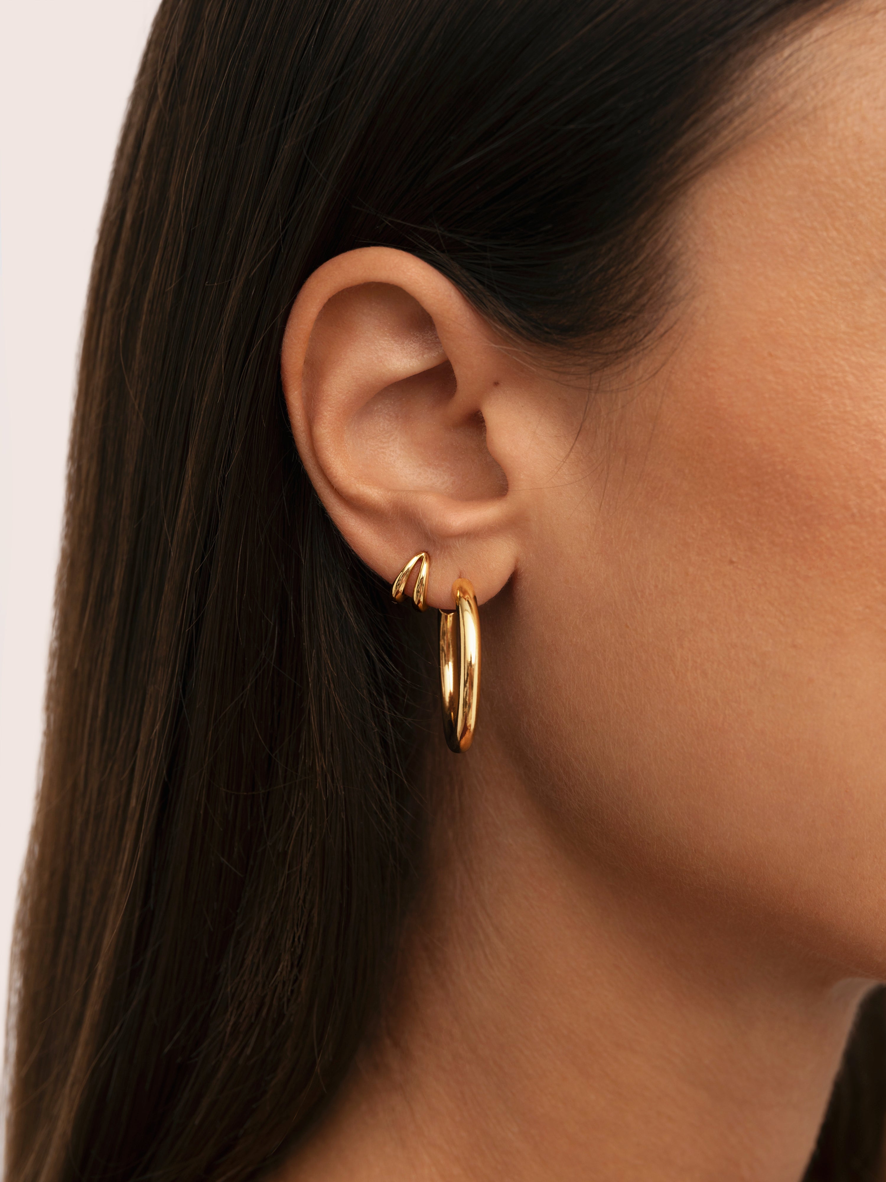 Pendiente Suelto Double Loop Baño Oro