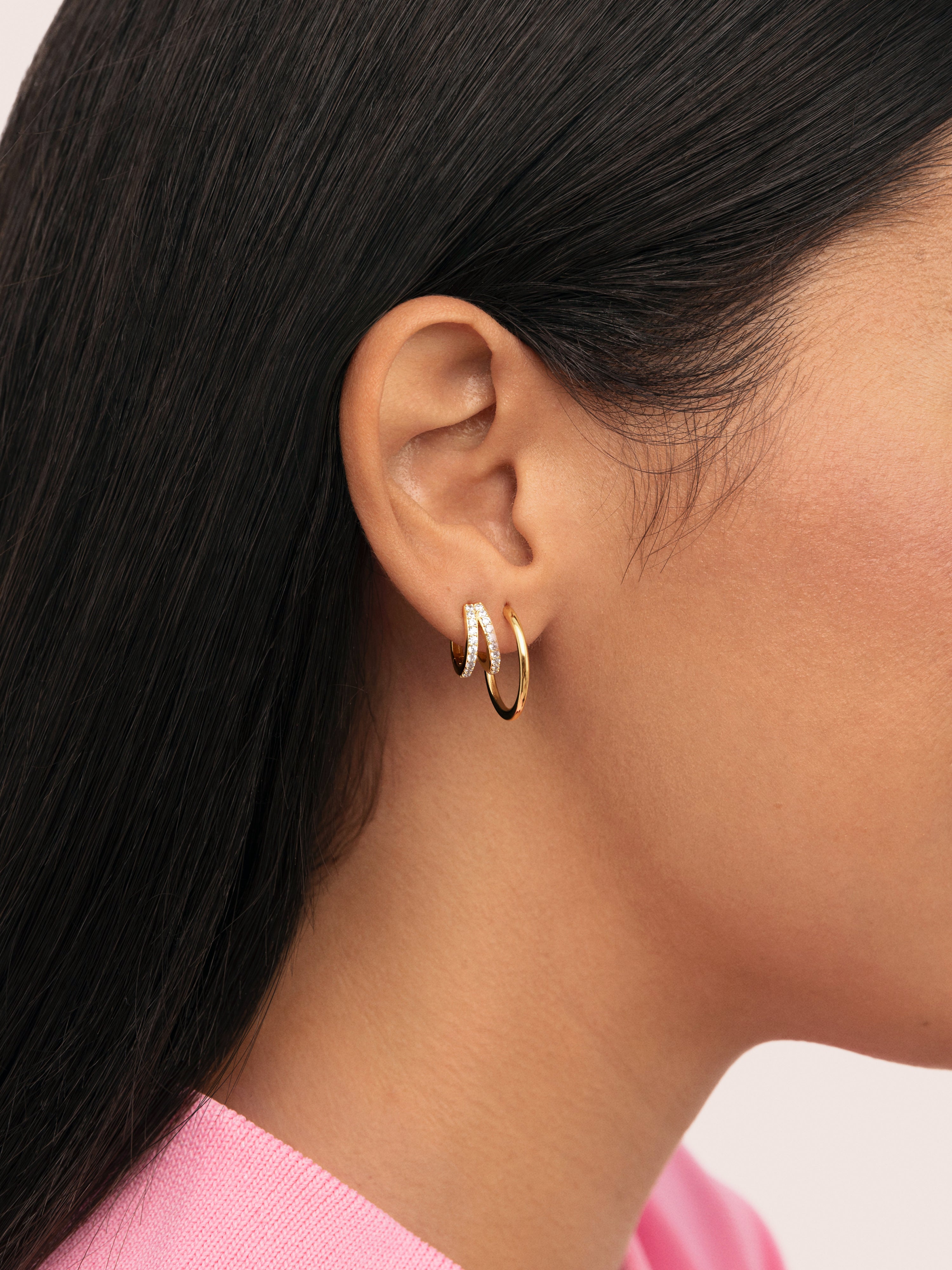 Pendiente Suelto Doble Scarlett Baño Oro