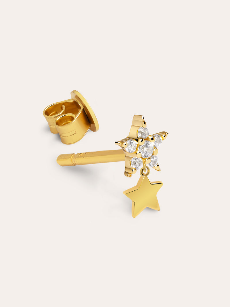 Brinco Individual Duo Shinning Prata Banho de Ouro