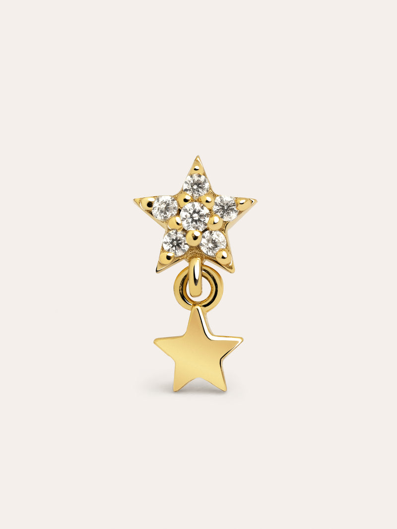 Brinco Individual Duo Shinning Prata Banho de Ouro