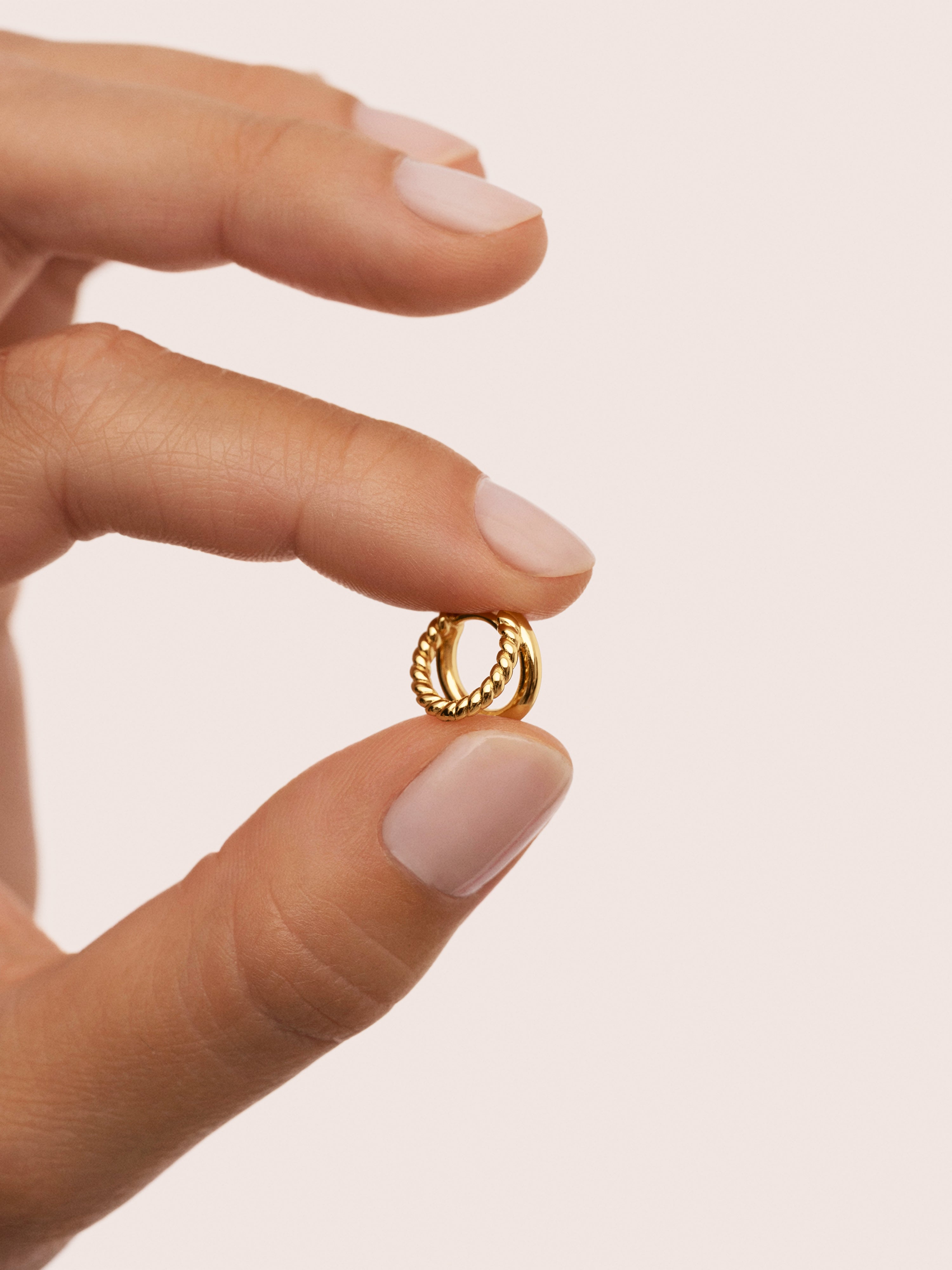 Pendiente Suelto Doble Tressia Baño Oro