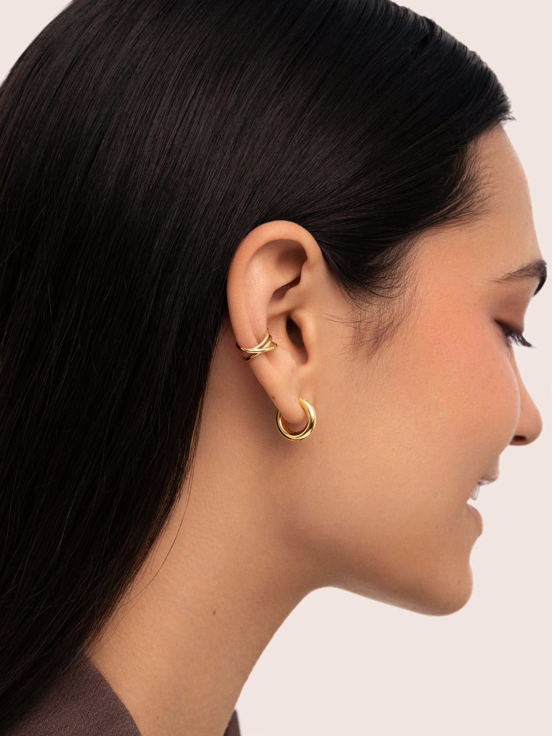  Triple Cross Ear Cuff Einzelner Ohrring, vergoldet 